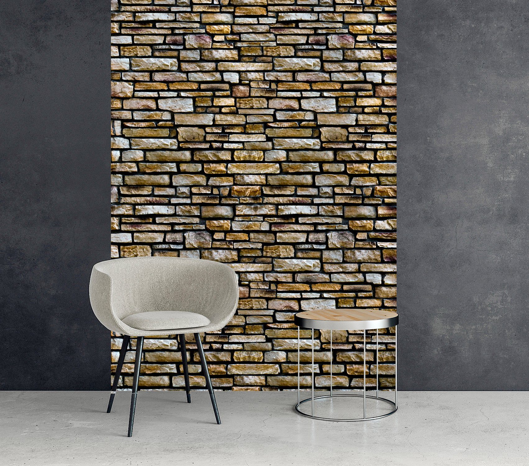 queence Vinyltapete Fayola, Steinoptik, 90 x 250 cm, selbstklebend