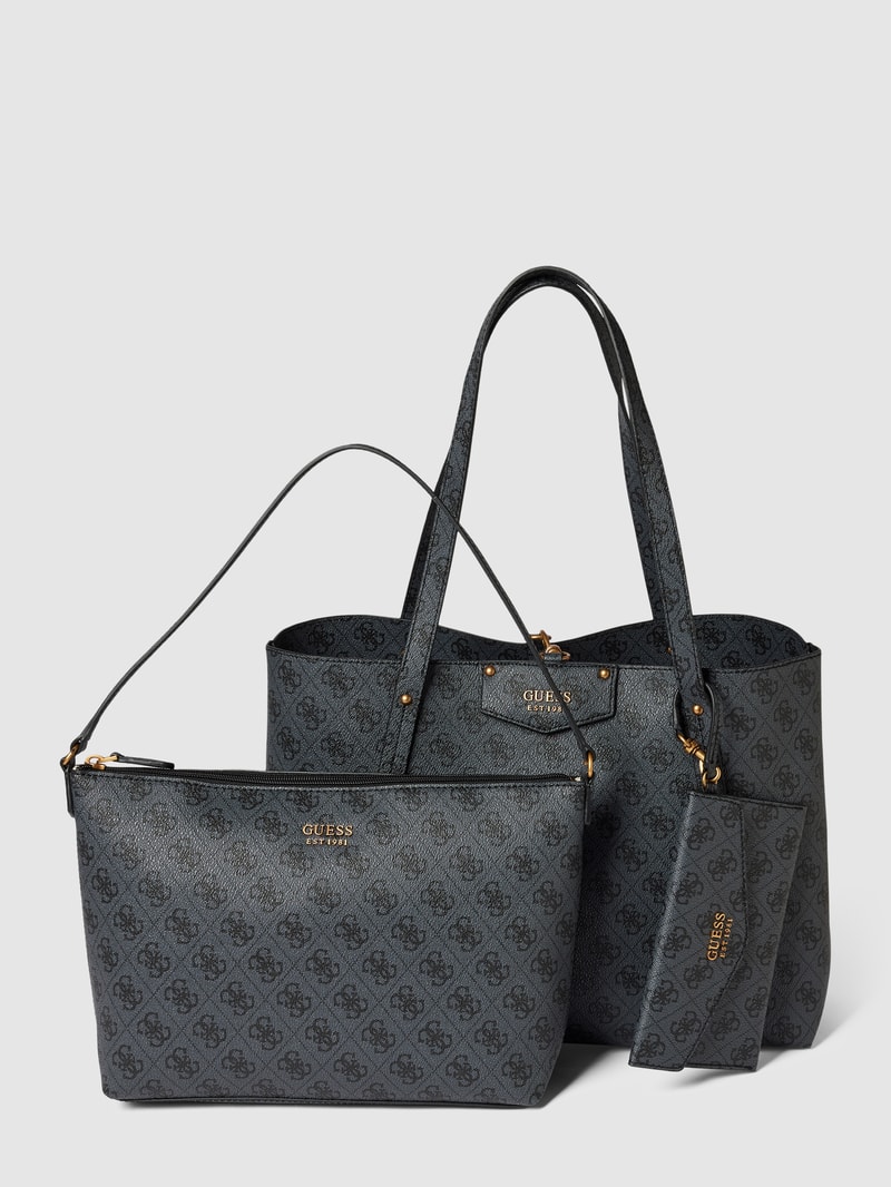 Tote Bag mit Allover-Muster Modell 'BRENTON' in schwarz
