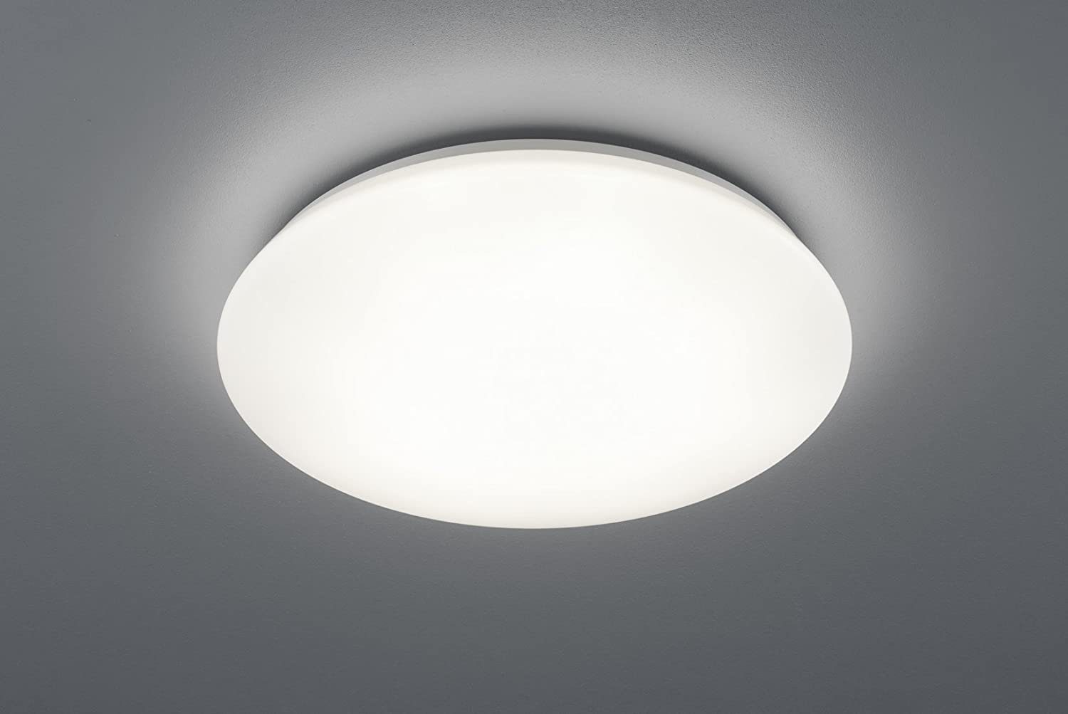 TRANGO LED Deckenleuchte, CCT, 3105 Modern IP44 LED Deckenstrahler 43cm Ø mit CCT Farbtemperatur-Steuerung (durch ON/OFF Lichtschalter) Lichtfarbe 3000K I 4000K I 6000K in Rund *NOAH* inkl. 1x 20 Watt LED Modul - weißes Acryl Lampenschirm, warmweiß,