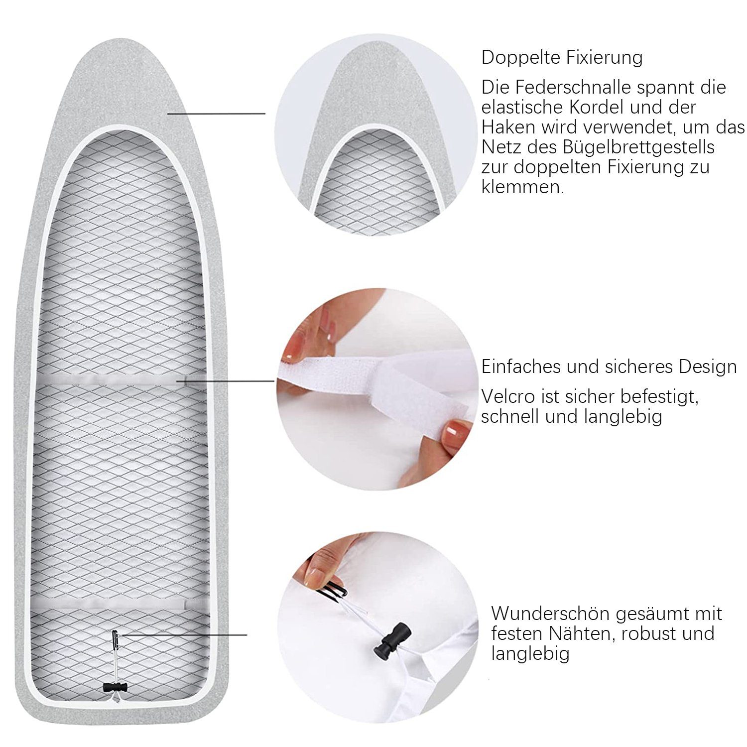 TOPMELON Bügelbrettbezug Verdickter Bügeltischbezug 100% Baumwolle