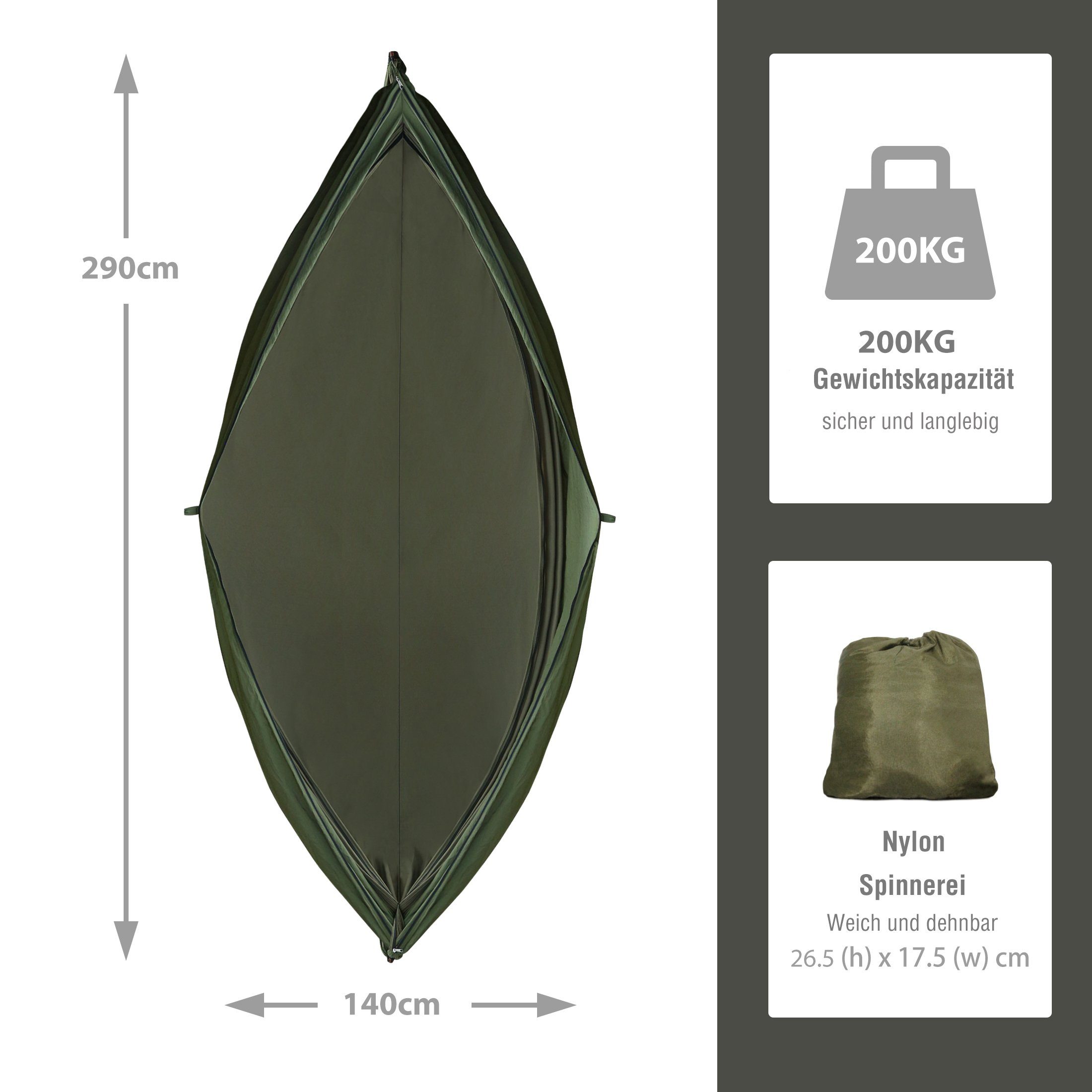 Zoomyo Hängematte Hängematte 2-in-1, für Camping, Garten und Outdoor-Trips
