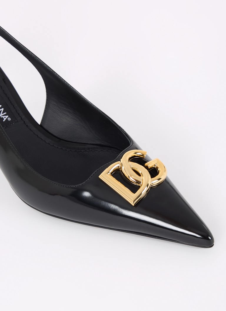 Dolce & Gabbanan vasikannahkainen slingback-laukku, jossa lakattu viimeistely ja logo