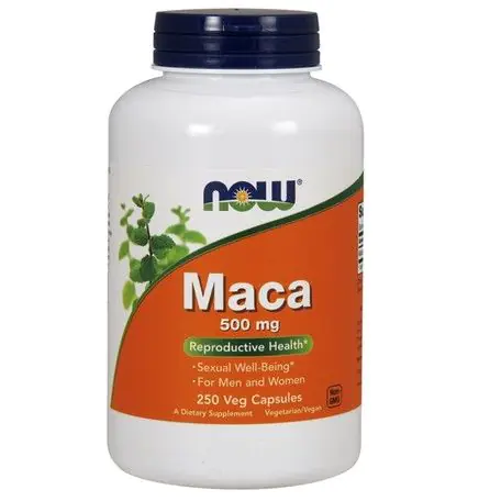 „Now Foods Maca“ 500 mg, maisto papildas, palaikantis kūno našumą, kapsulės