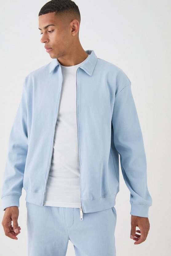 Kastiges geripptes Oversize Harrington-Set