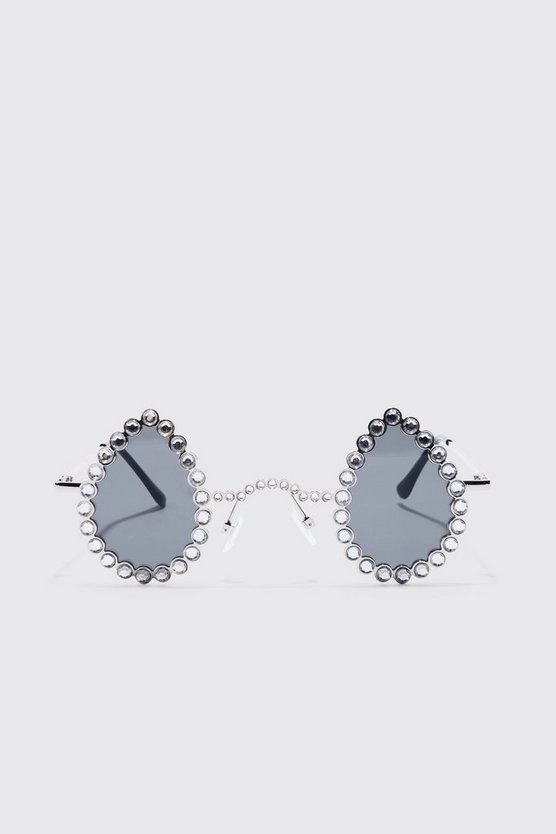 Tropfenförmige Sonnenbrille mit Strass