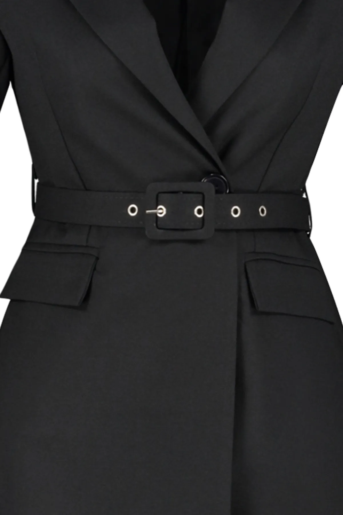 Trendyol Modest  Schwarze, gefütterte Webjacke mit Gürtel TCTSS23CK00007