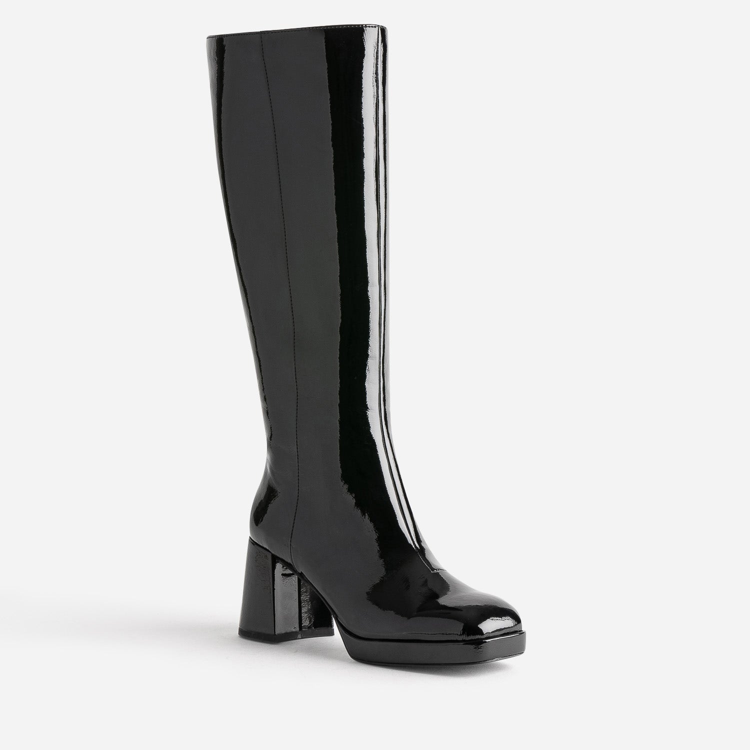 Botte noire éco-conçue vernie à bout carré