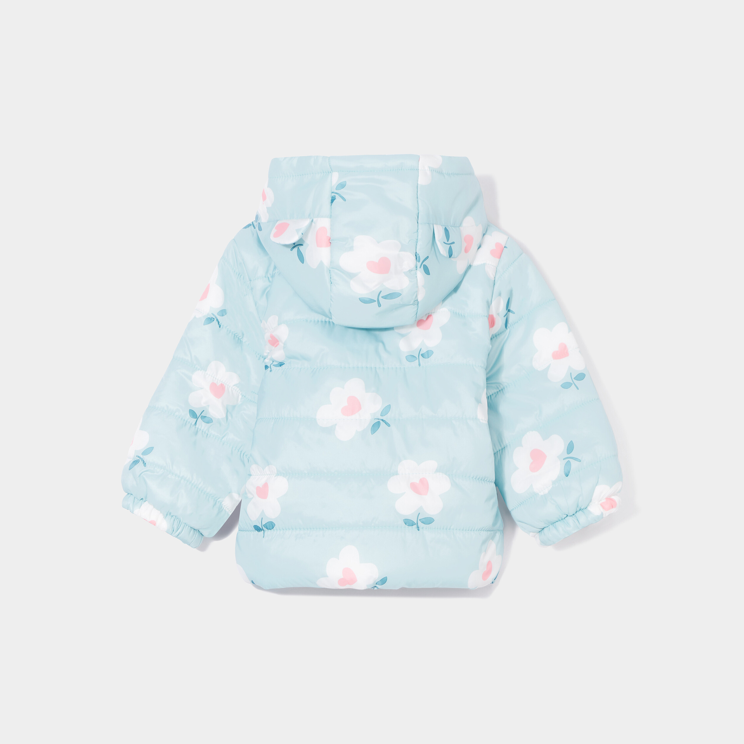 Doudoune oversize zippée à capuche bleu gris bébé fille | La Halle