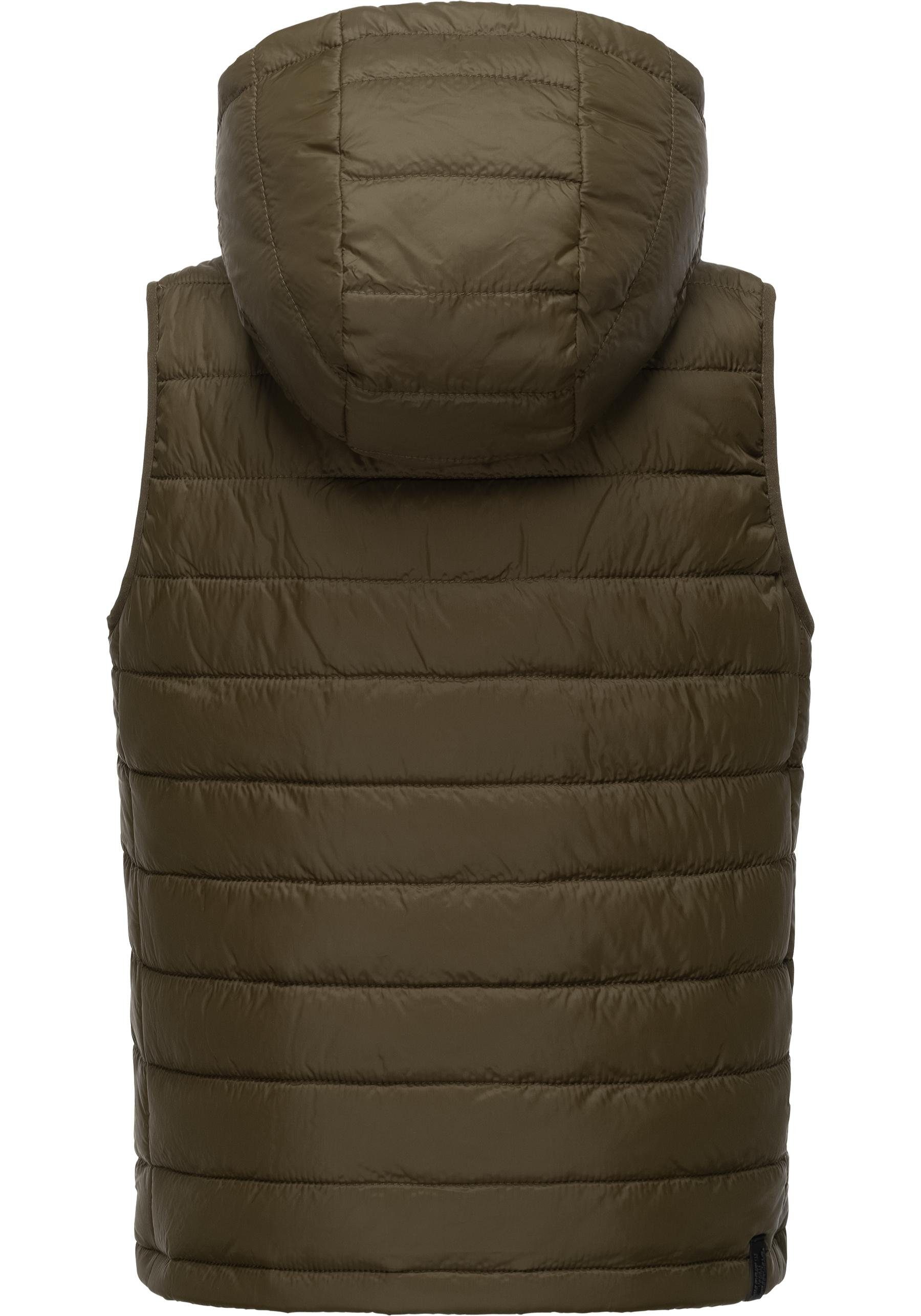 Ragwear Steppweste Semmy sportliche, gesteppte Jungen Outdoor-Weste mit Kapuze