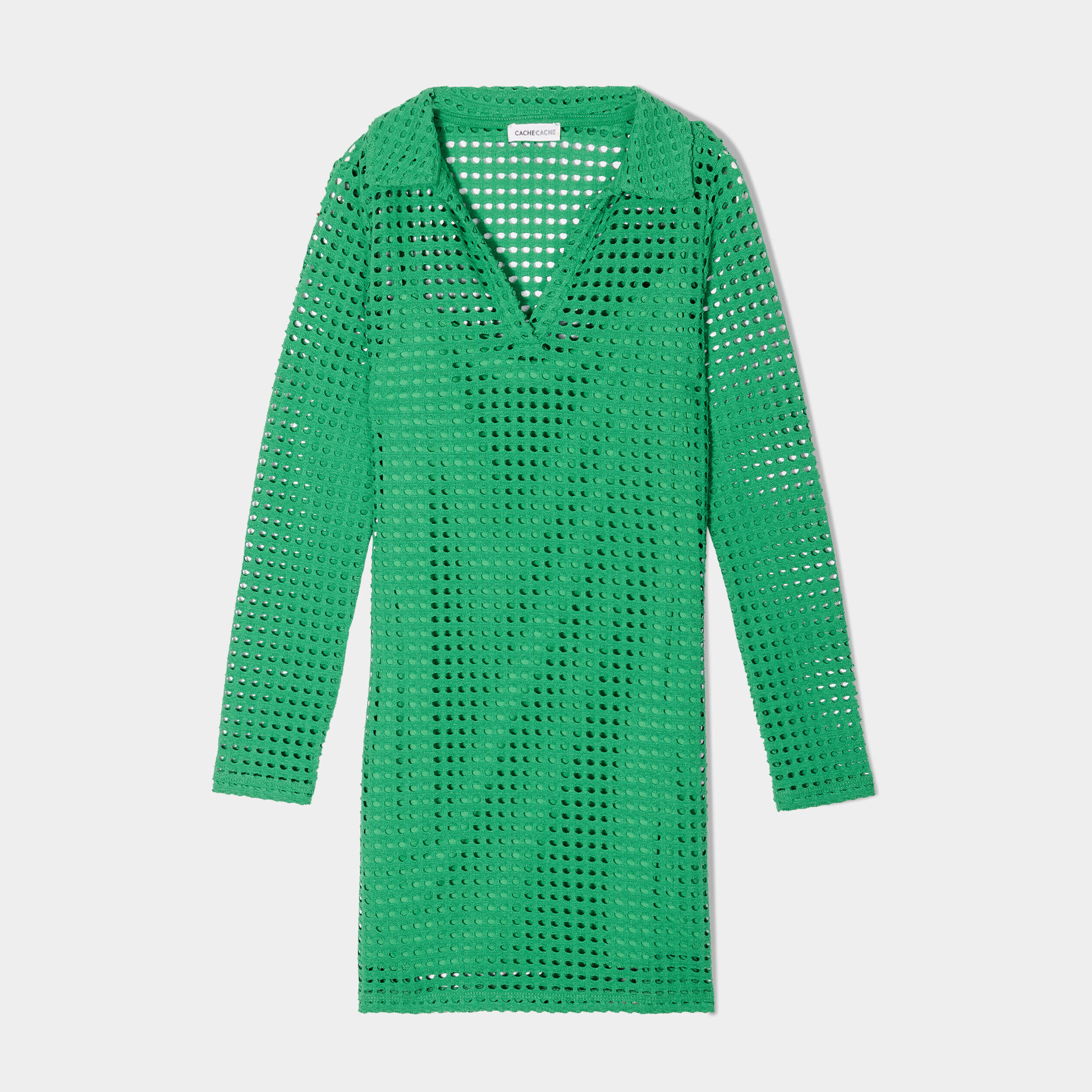 Robe droite doublure ajourée vert femme | Cache Cache