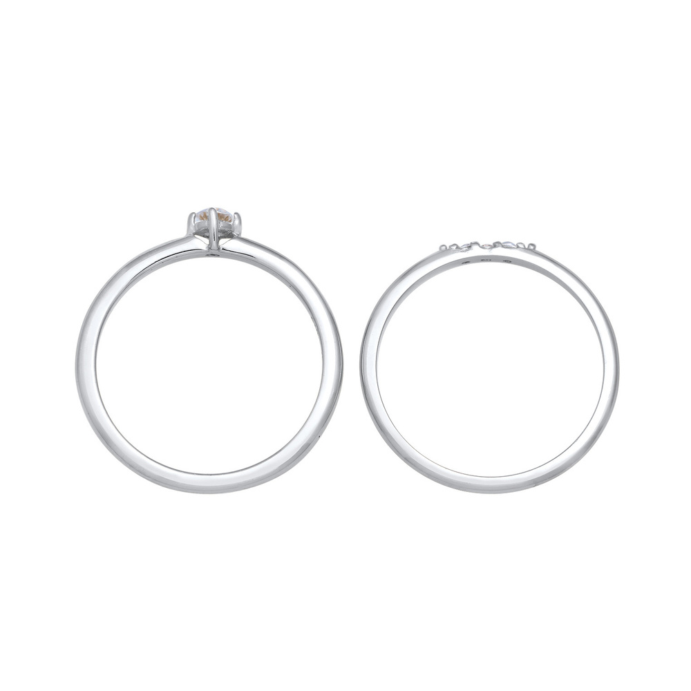 Elli Elli Bague Femmes Set de bagues empilées Solitaire avec des cristaux de zirconium Bague