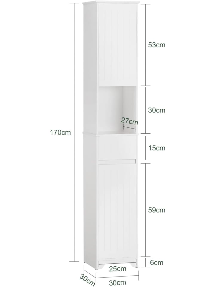 SoBuy Hochschrank in Weiß - (B)30 x (H)170 x (T)30cm günstig kaufen onesize