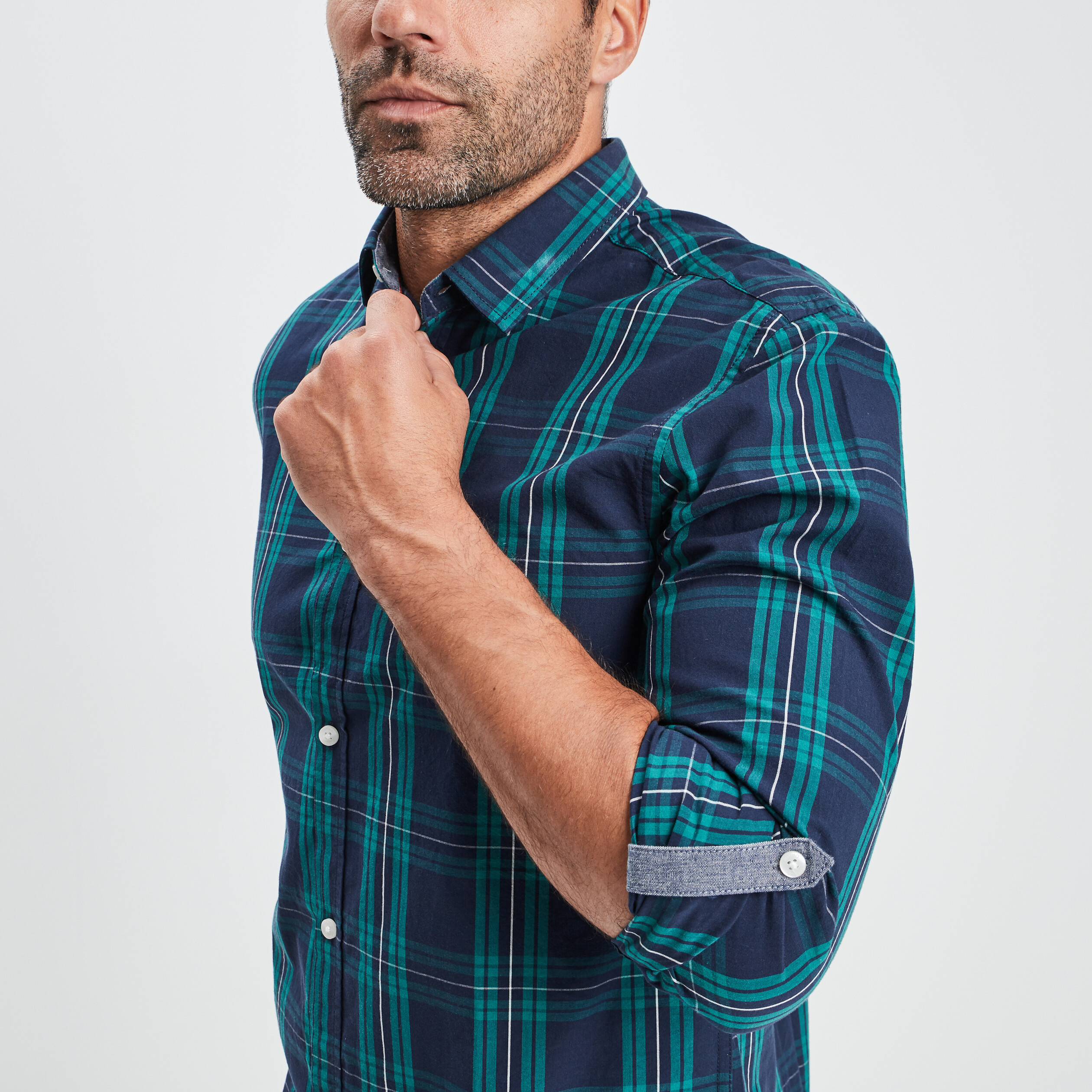 Chemise droite manches 3 4 vert emeraude homme | La Halle