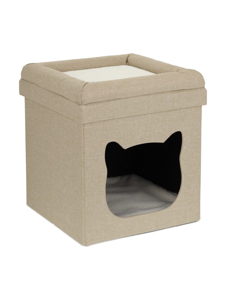 relaxdays Katzenhöhle in Braun/ Weiß - (B)40 x (H)44 x (T)40 cm günstig kaufen onesize