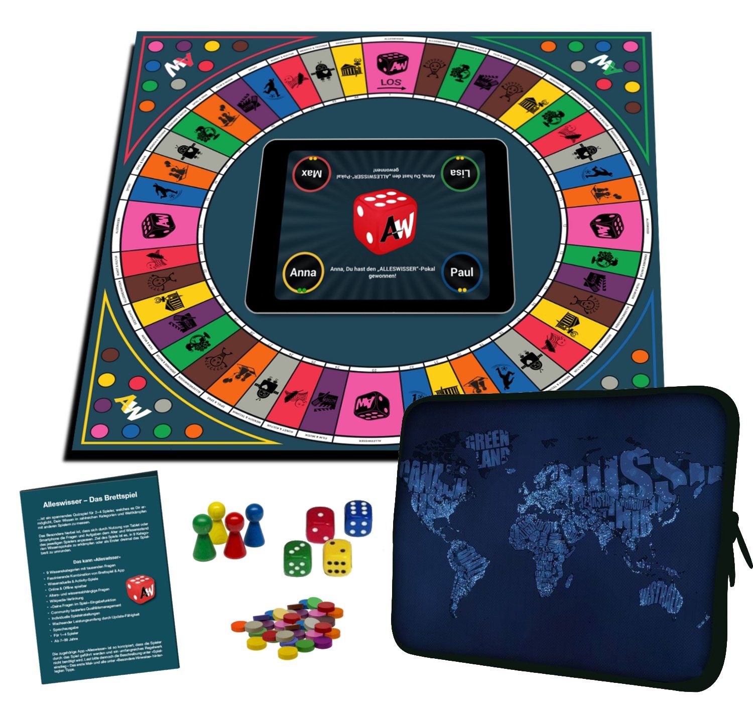 ALLESWISSER Spiel, Alleswisser - Das Brettspiel Interaktives Quiz-, Wissens-, Familienspiel mit App für iOS & Android
