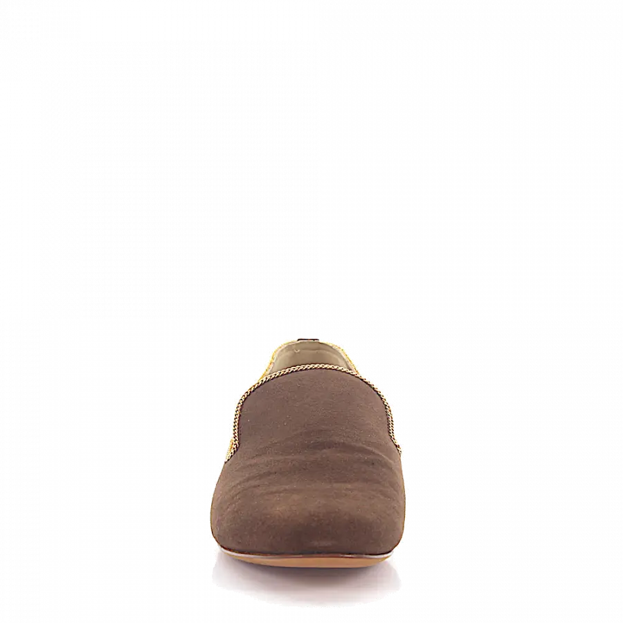 Unützer - Slipper Kalbsleder Veloursleder Zierkette braun - braun