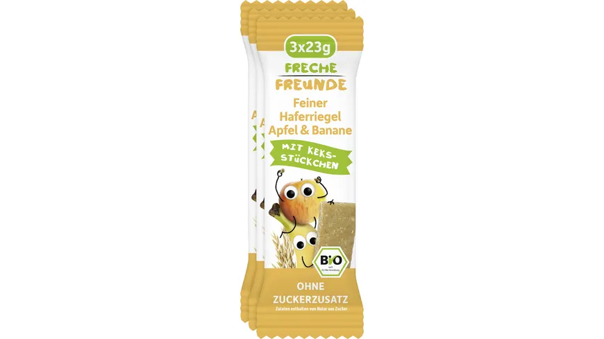 Freche Freunde Bio Feiner Haferriegel Apfel & Banane mit Keksstückchen 69 g
