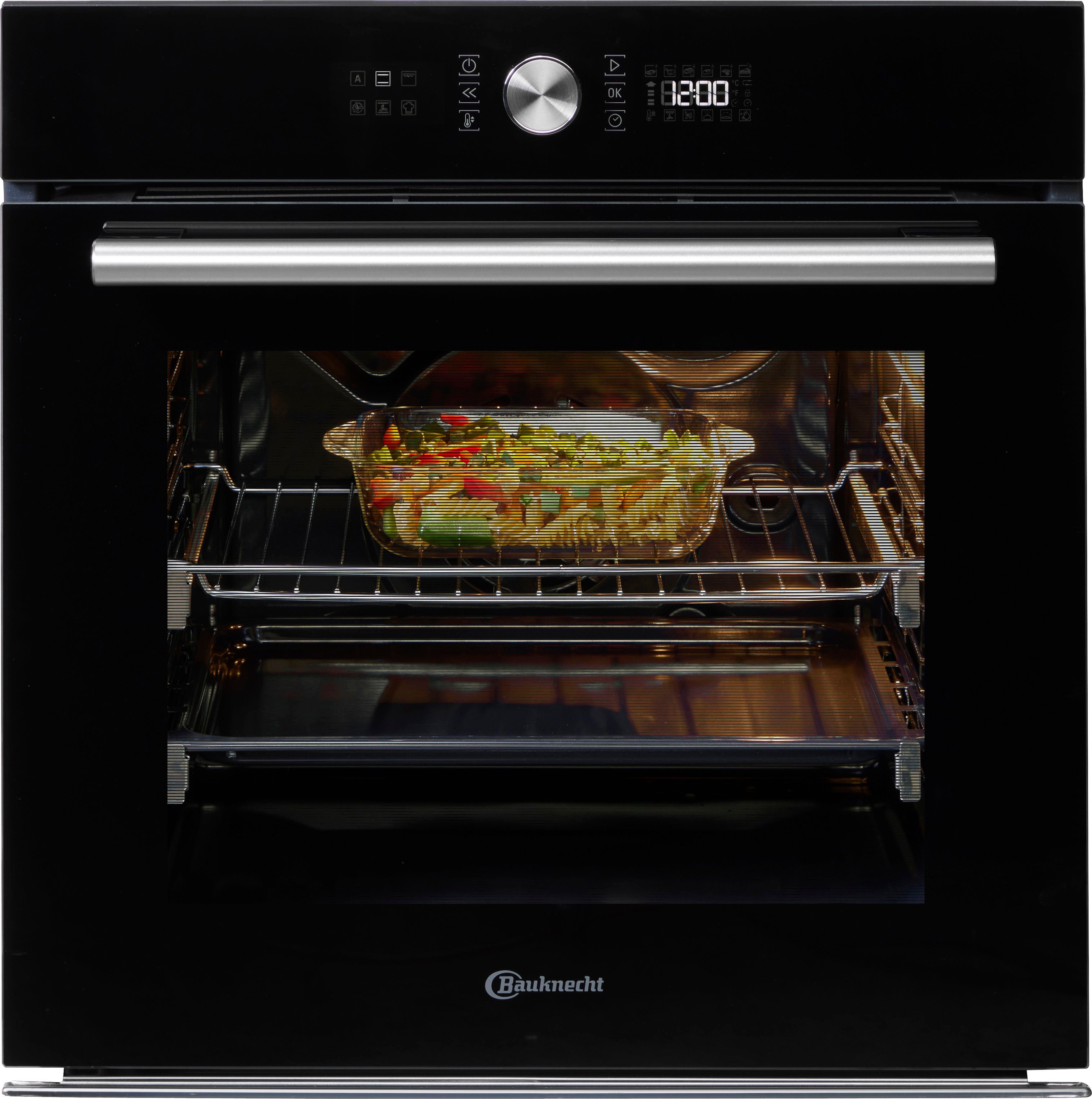 BAUKNECHT Backofen-Set BAKO4 HI6 BLACK, mit 2-fach-Teleskopauszug, Hydrolyse