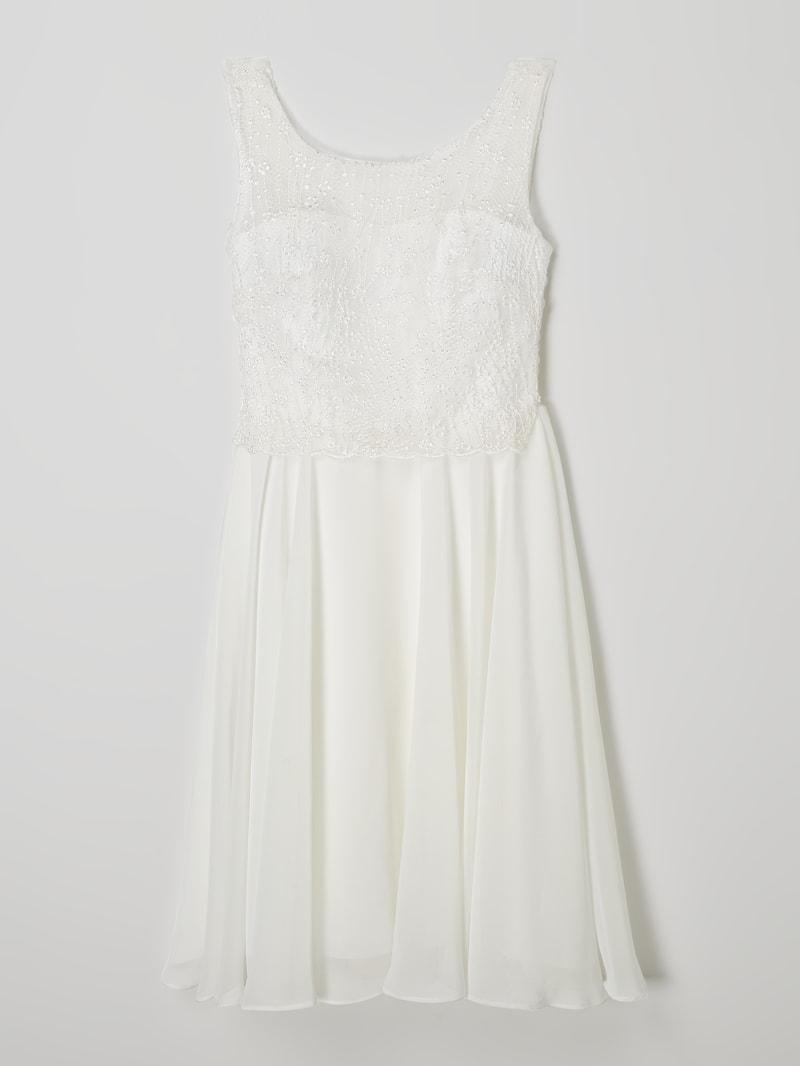Kleid mit floralen Stickereien in ecru