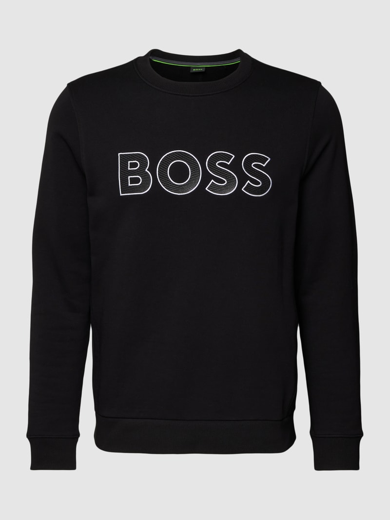 Sweatshirt mit Label-Stitching Modell 'Salbo' in schwarz