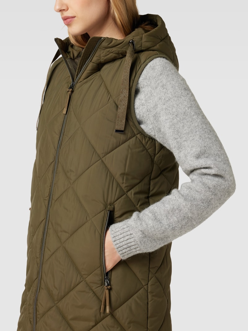 Steppweste mit Kapuze in khaki