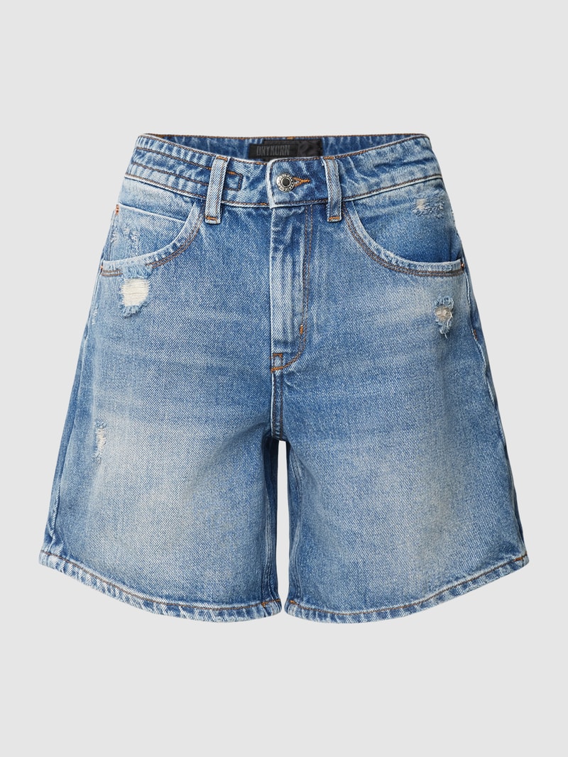 Jeansshorts mit Label-Patch Modell 'CABA' in blau meliert
