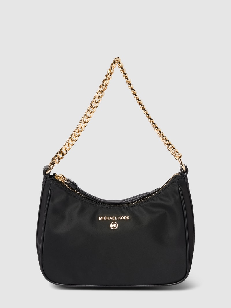 Pochette mit Label-Applikation Modell 'JET SET CHARM' in schwarz