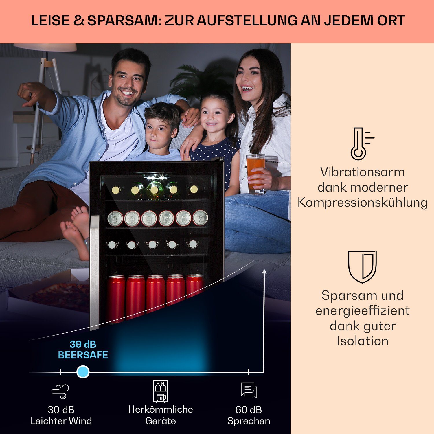 Klarstein Getränkekühlschrank HEA13-Beersafe3XL-OX 10039655, 83 cm hoch, 47 cm breit, Bierkühlschrank Getränkekühlschrank Flaschenkühlschrank mit Glastür