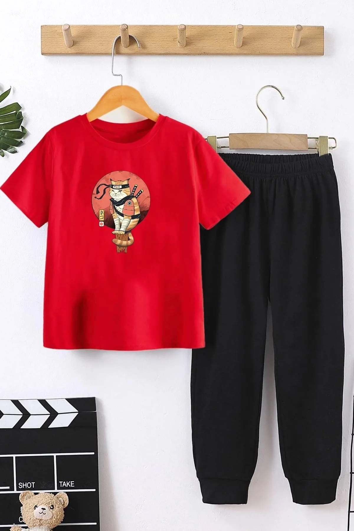 uyguntarz  Shinobi Cat Bottom – Top-Trainingsanzug-Set für Kinder