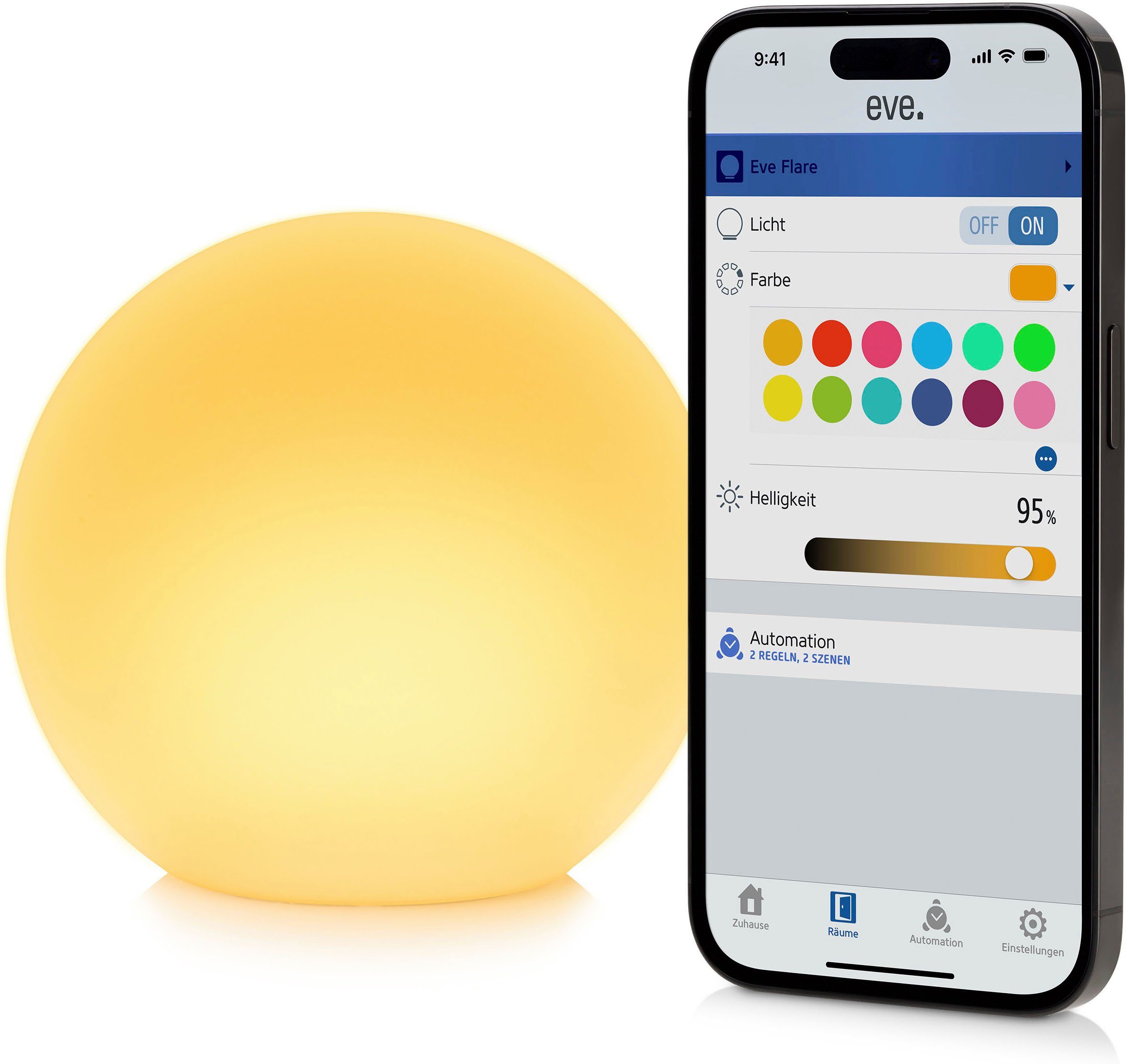 EVE Smarte LED-Leuchte Flare 20EBV9901, Bluetooth, Smart Home, LED fest integriert