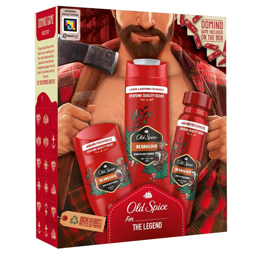 Σετ Old Spice Bearglove για άνδρες: 2 x Αποσμητικό + Αφρόλουτρο