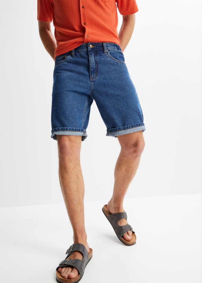 Jeans-Bermuda mit seitlichem Dehnbund, Classic Fit