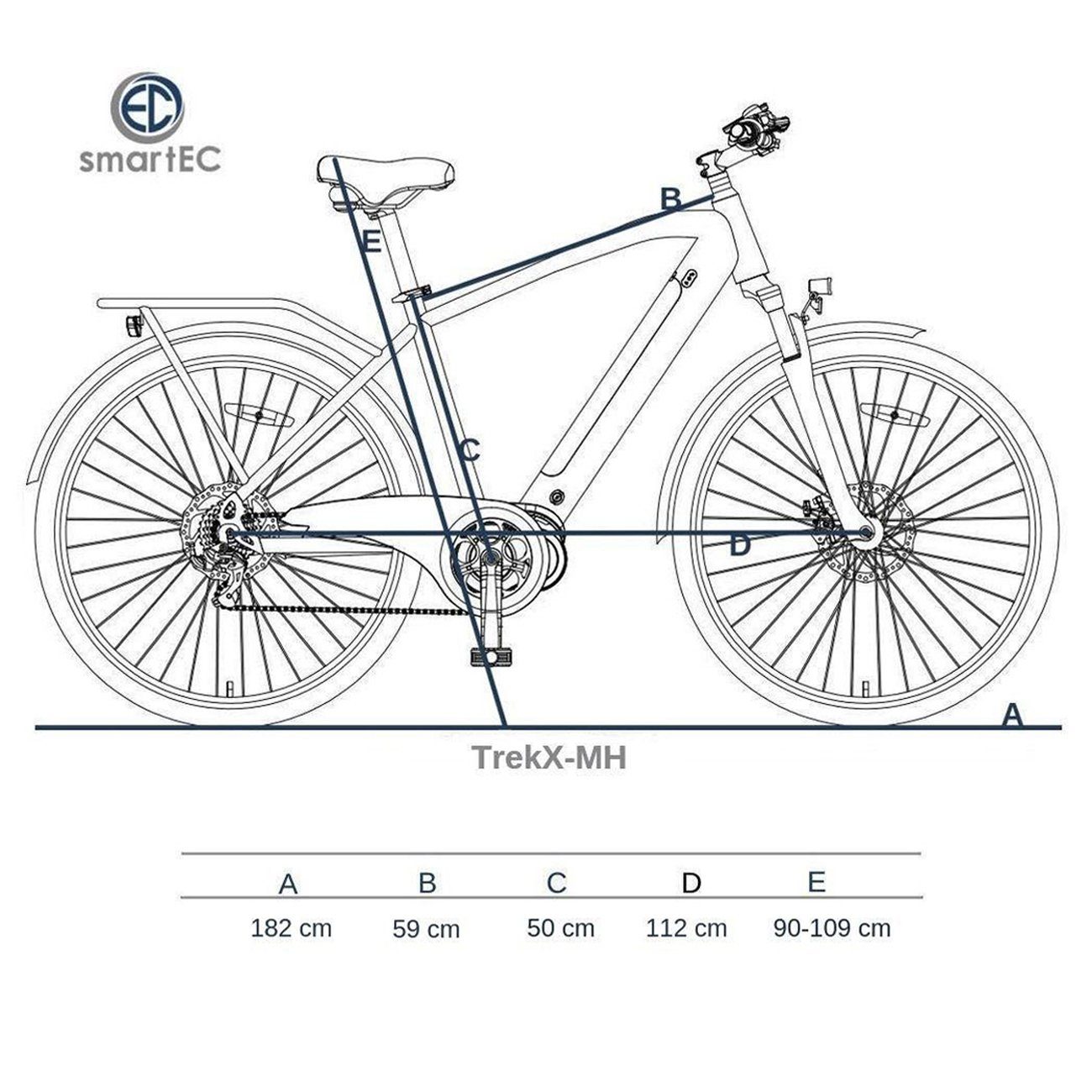 smartEC E-Bike Trekking Fahrrad Trek-28H 28 Zoll Herren, 7 Gang Shimano Tourney Schaltwerk, Kettenschaltung, Hinterrad-Nabenmotor, 468,00 Wh Akku, Batterie, Unterstützung 25 km/h Scheibenbremse 90km Reichweite Anfahrhilfe StVZO