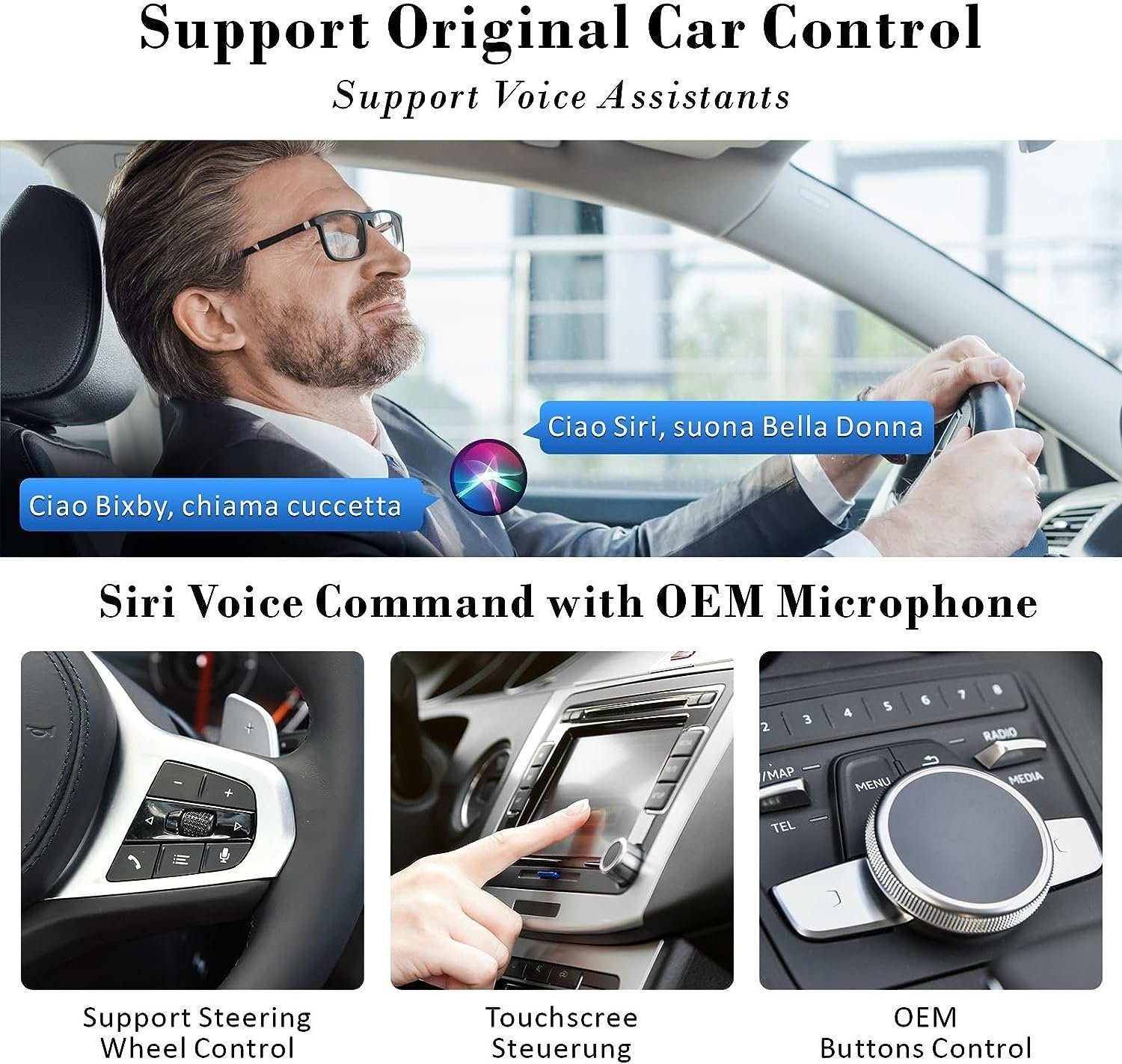 Hikeren Wireless Carplay Adapter Unterstützt Netflix YouTube,Plug & Play Multifunktionsspieler (Autospieler)