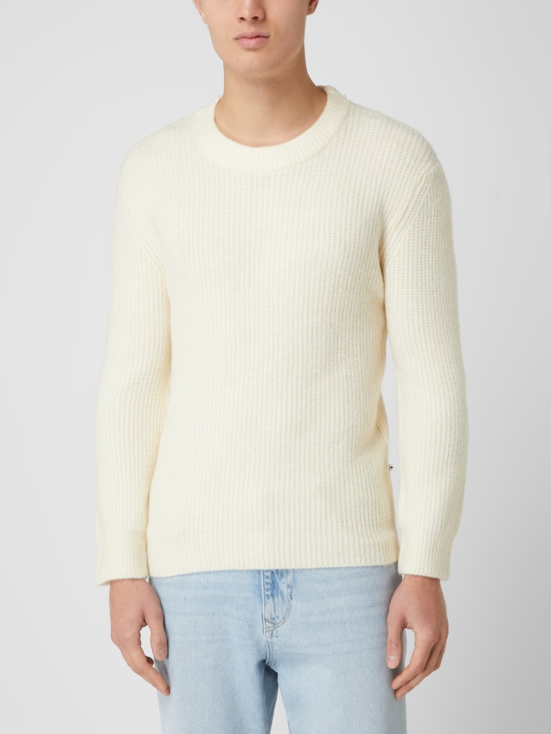 Pullover mit Woll-Anteil Modell 'Unid' in offwhite