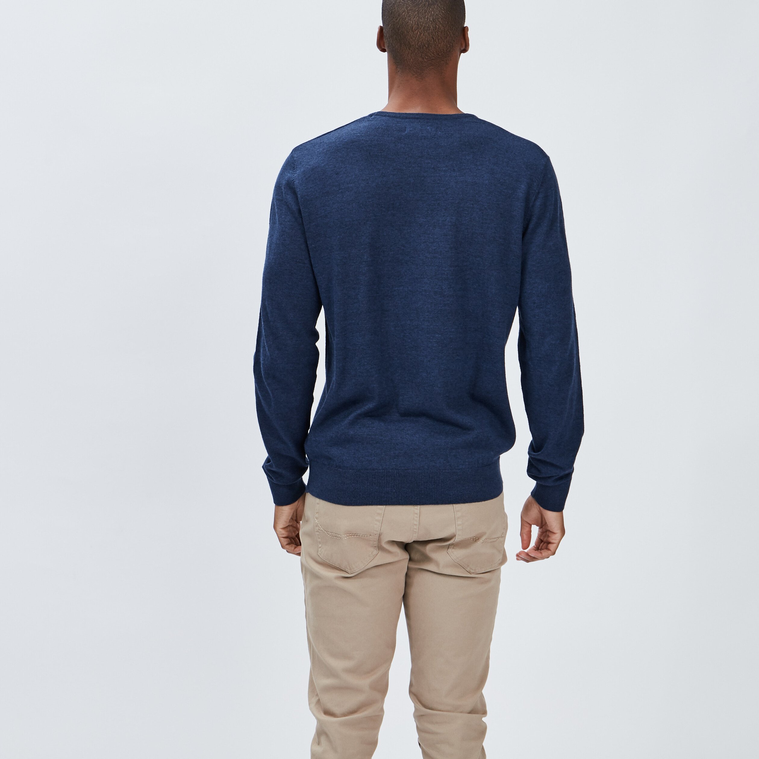 Pull droit col rond bleu foncé homme | La Halle
