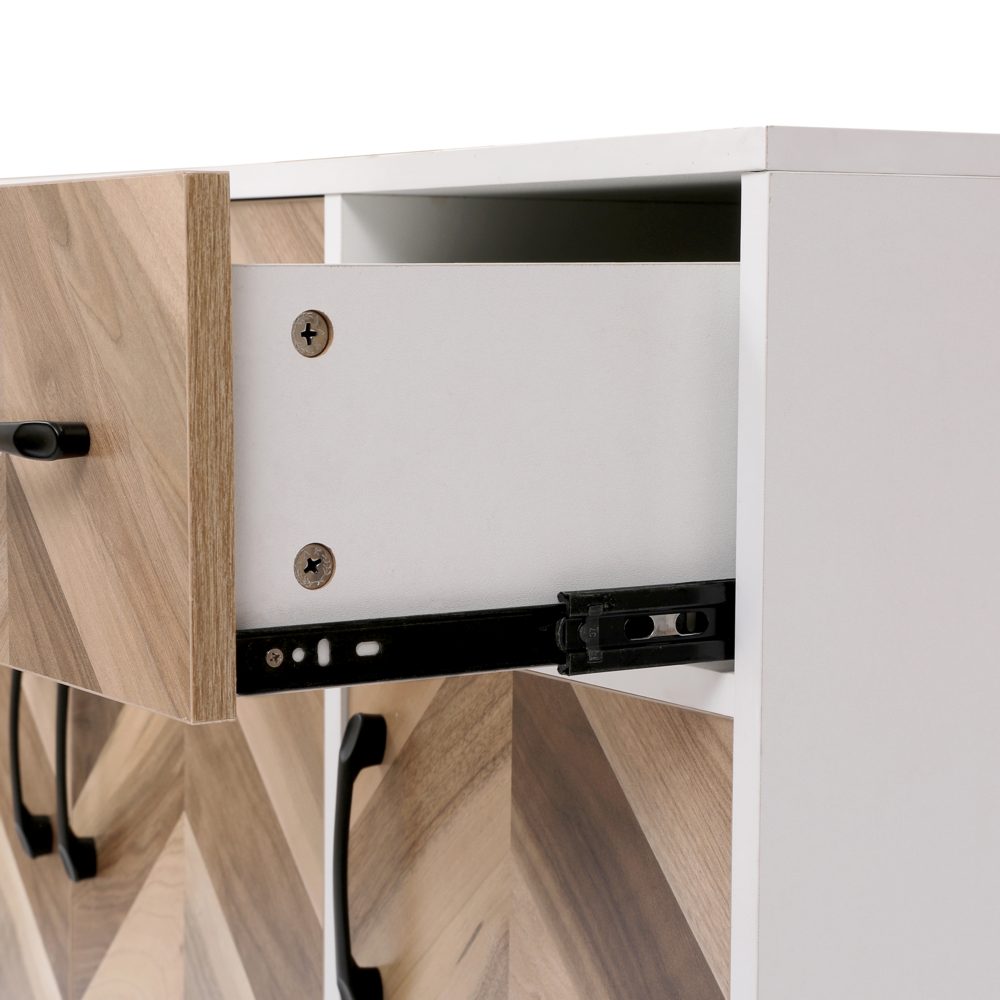 Happy Home Happy Home Sideboard Kommode Dreitüriger Stauraumschrank mit 1 Schublade HWR19-HOL Holz