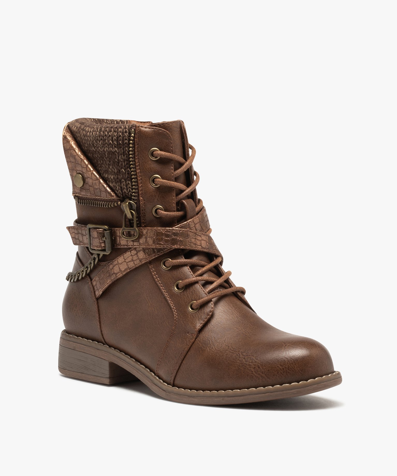 Boots avec tige fantaisie et chaine à la cheville femme camel | GEMO
