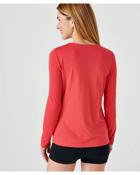 T-shirt Thermol'love empiècement tulle animalier