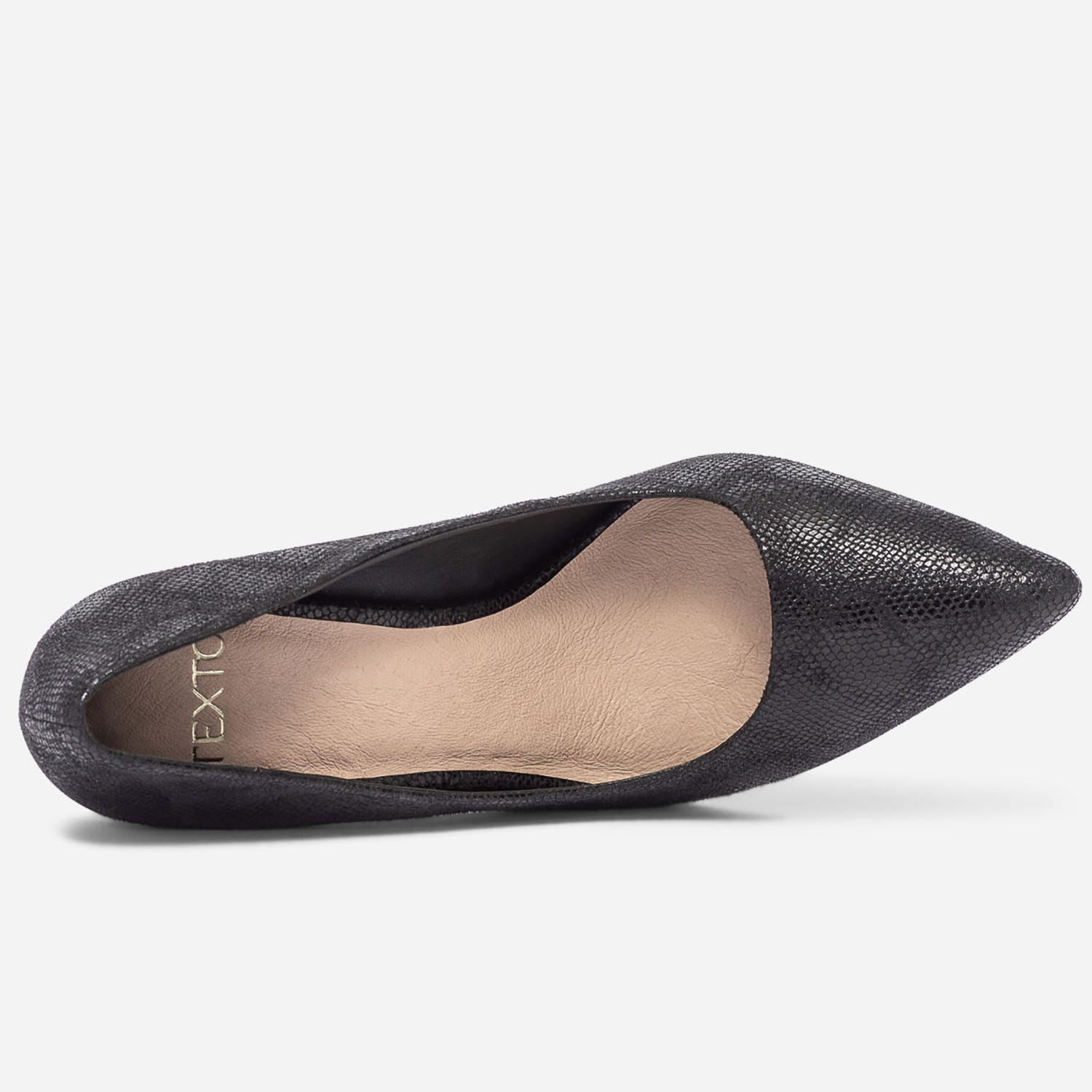 Stiletto TEXTO noir effet python à talon miroir