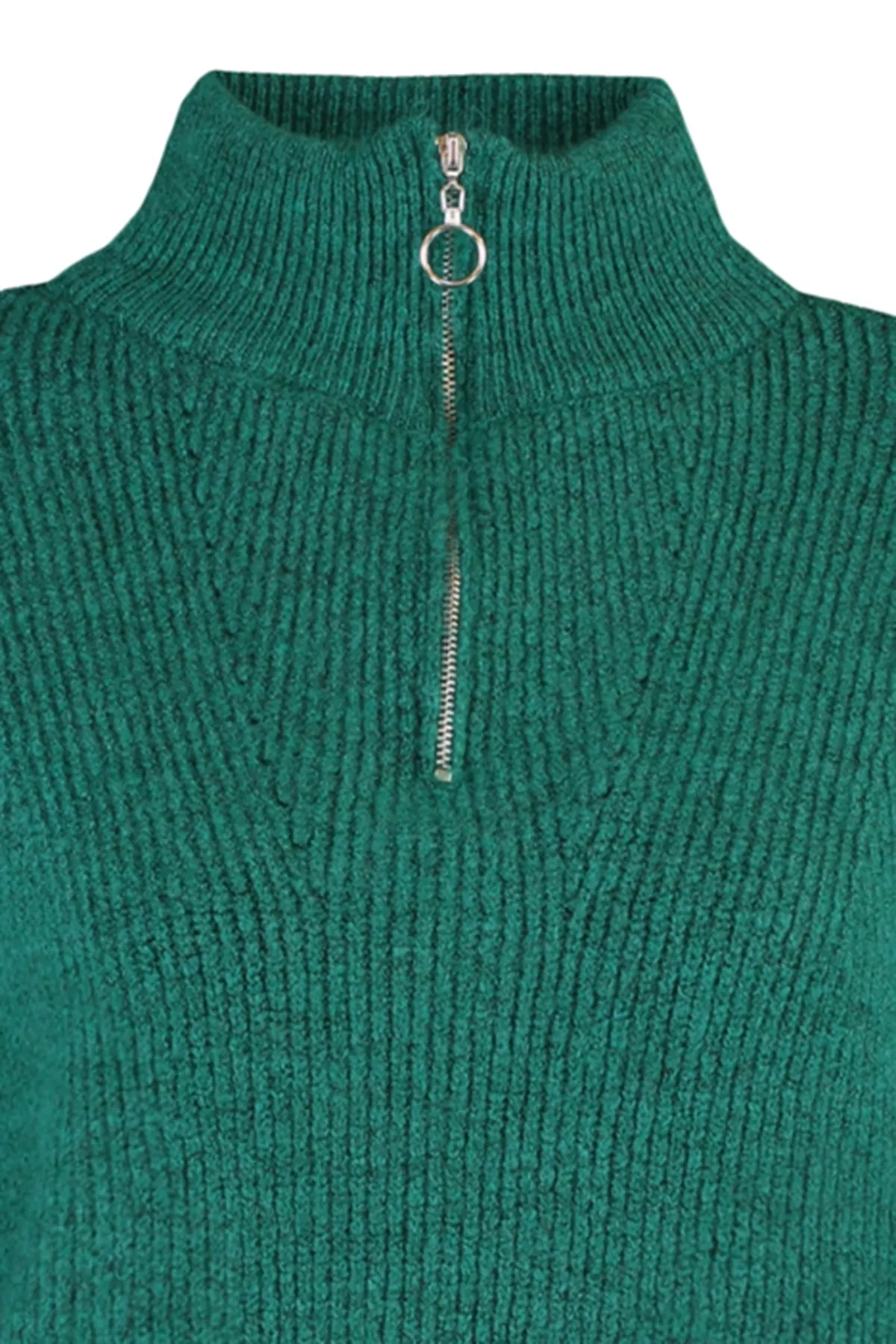 Trendyol Collection  Grüner Strickpullover mit weicher Struktur und Reißverschluss TWOAW20XS0009