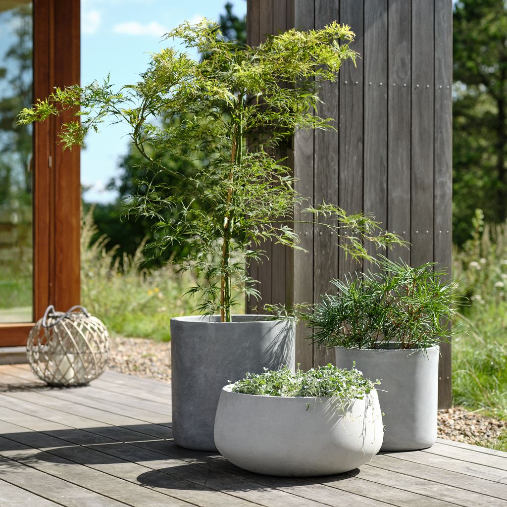 Vaso de jardim para terraço Ø44/36 cinza, conjunto com 2 unidades