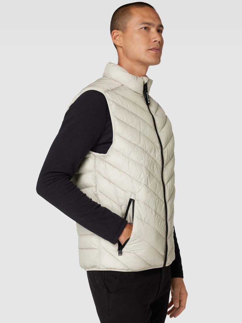 Steppweste mit Stehkragen in beige