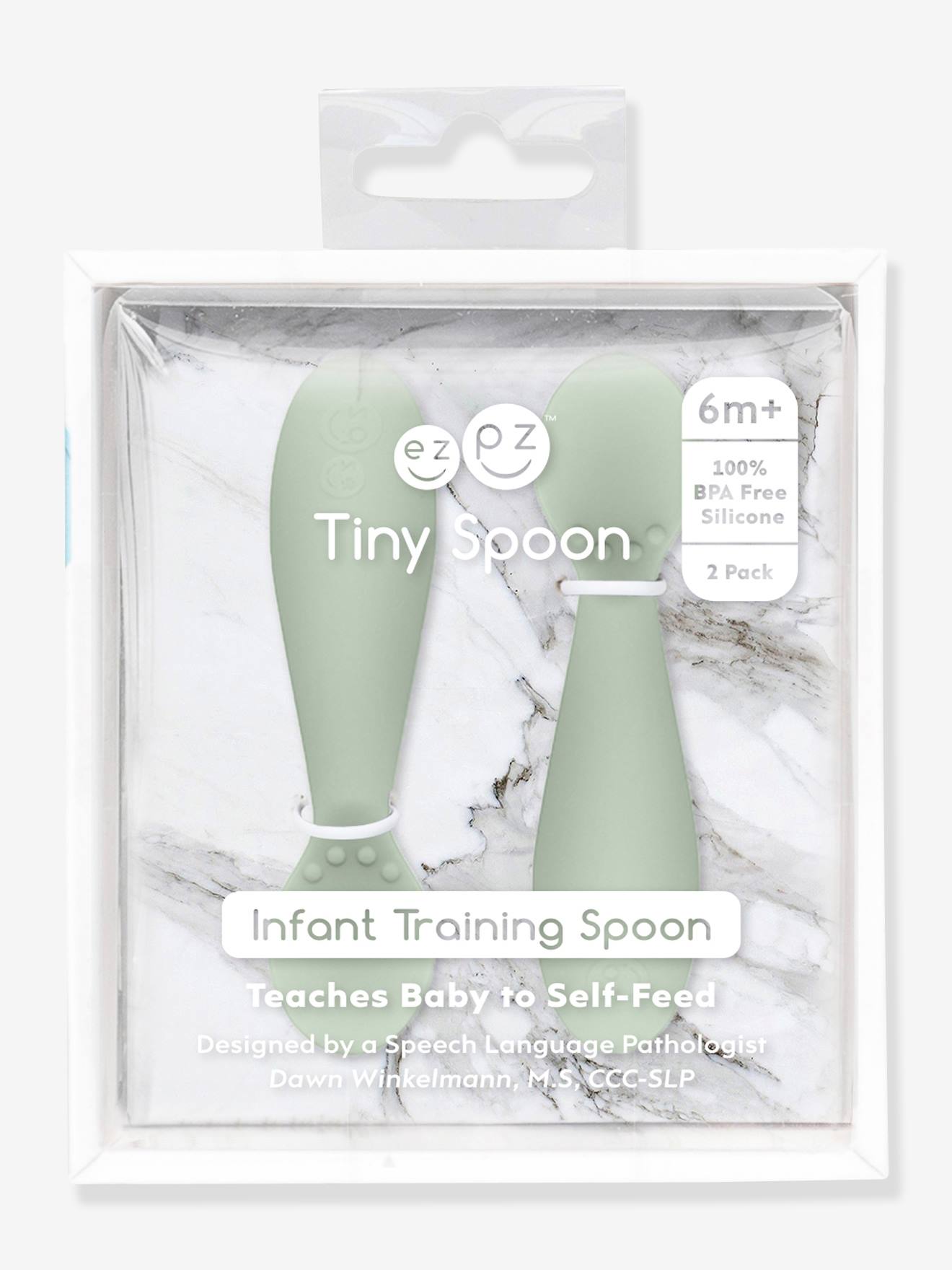Lot de 2 cuillères 1er âge EZPZ Tiny spoon en silicone rose poudre