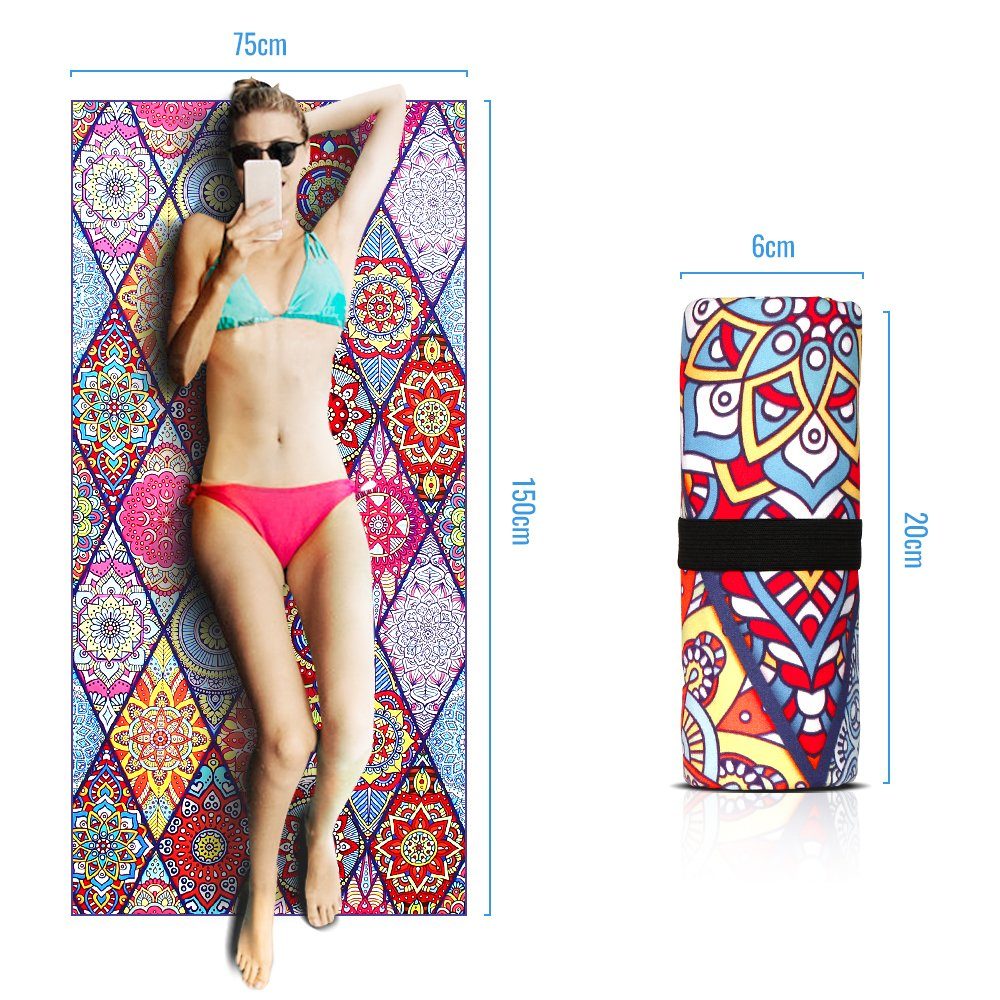 Insma Strandtücher, Bohemian Saunatuch Handtuch Mikrofaser Schnelltrocknend 150x75 cm