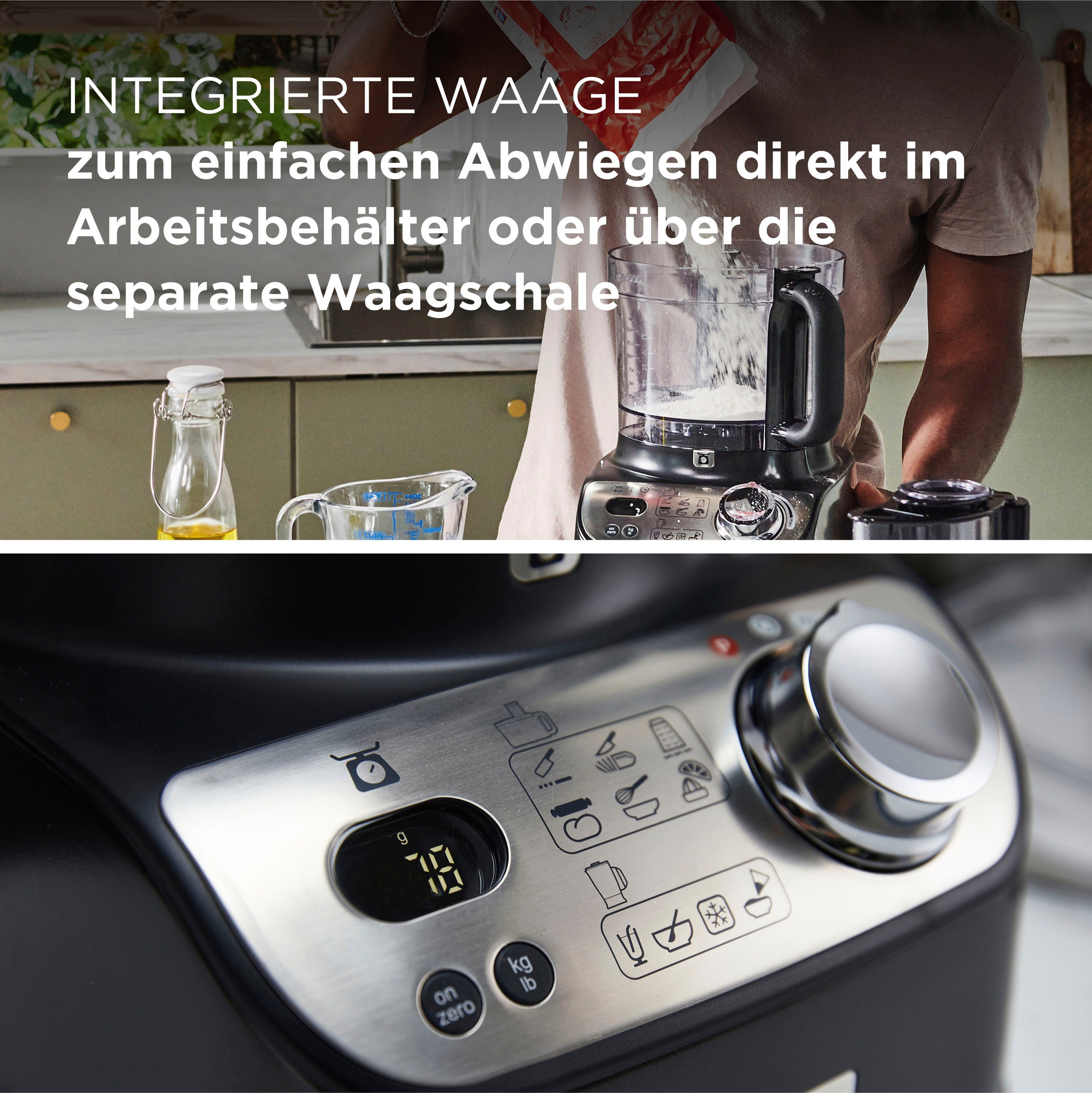 KENWOOD Küchenmaschine FDM72.990BK MultiPro XL Weigh+, 1000 W, 3 l Schüssel, 1000 Watt, 3 l Arbeitsbehälter, Autograph Collection