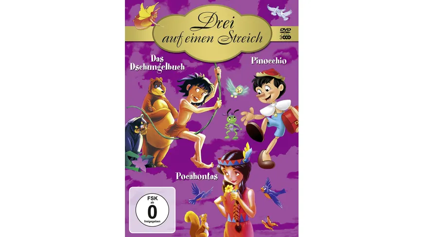 3 auf einen Streich - Die Märchenbox 3: Das Dschungelbuch/Pinocchio/Pocahontas  [3 DVDs]