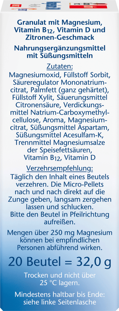 Magnesium 500 +B12 +D3 Direktgranulat 20 St., 32 g