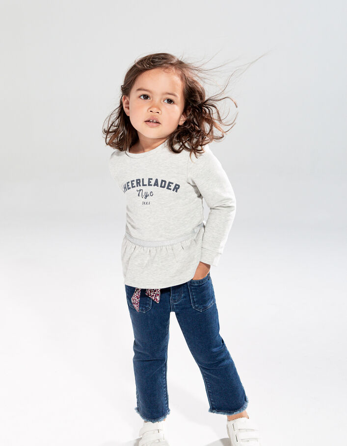 Sweat gris à basque coudières coeurs bébé fille