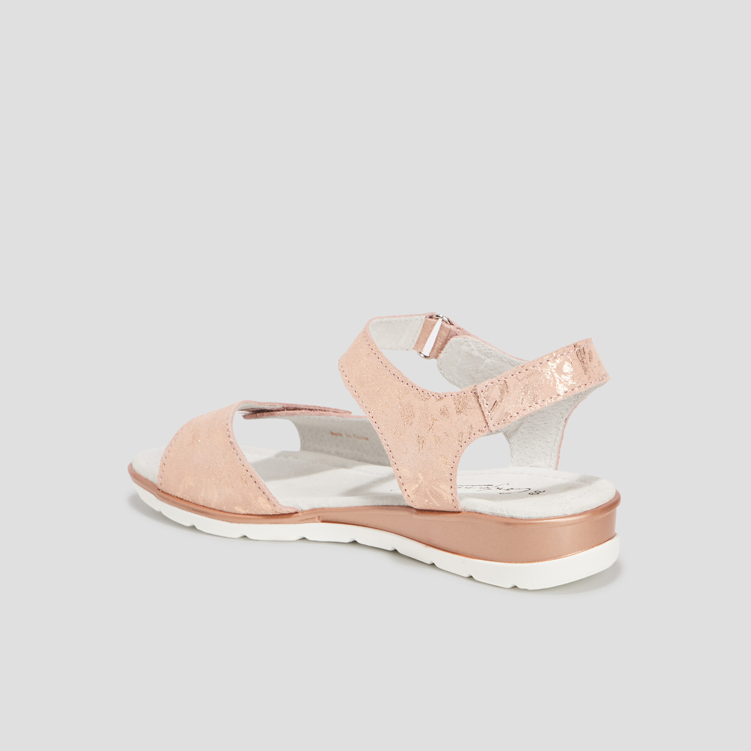 Sandales à scratchs en cuir rose femme | La Halle